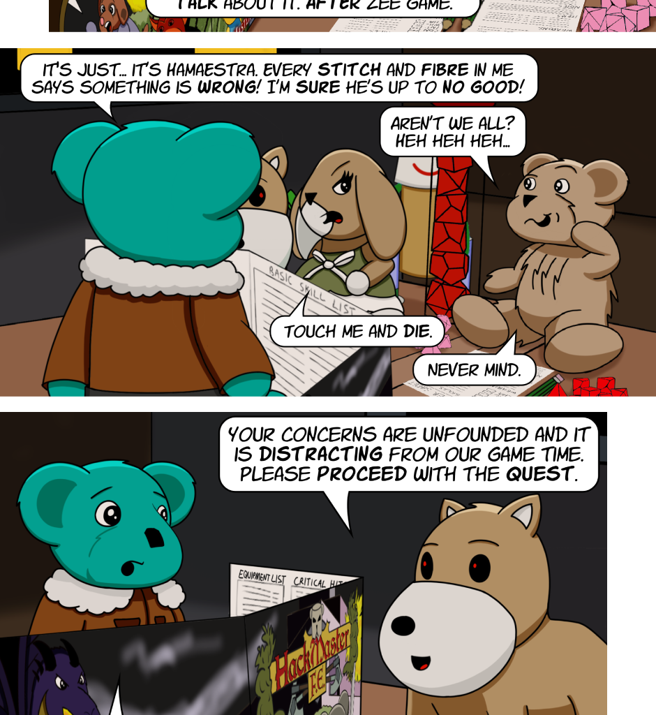 Fuzzy Knights - Episode 90, Page 1: Episode 85 - Who do you serve? Who do you trust? 