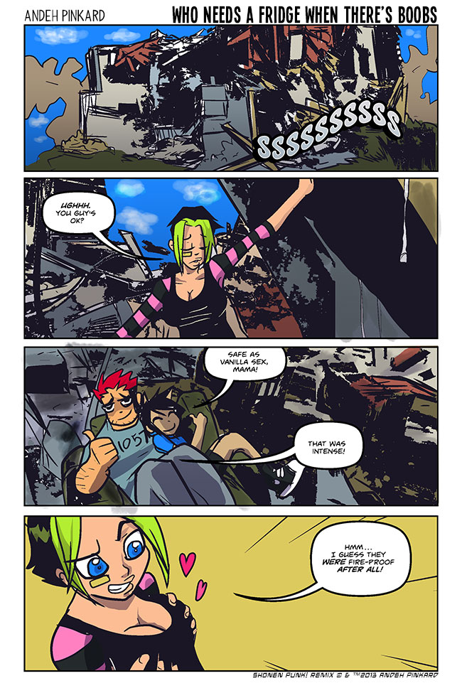 Shonen Punk! - Episode 754, Page 1: 737 who needs a fridge when theres boobs