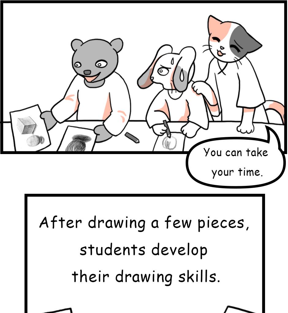 Mikesaka Art Class (◆Episodes are about art methods.) - Episode 3, Page 4: Mid-drawing Redo