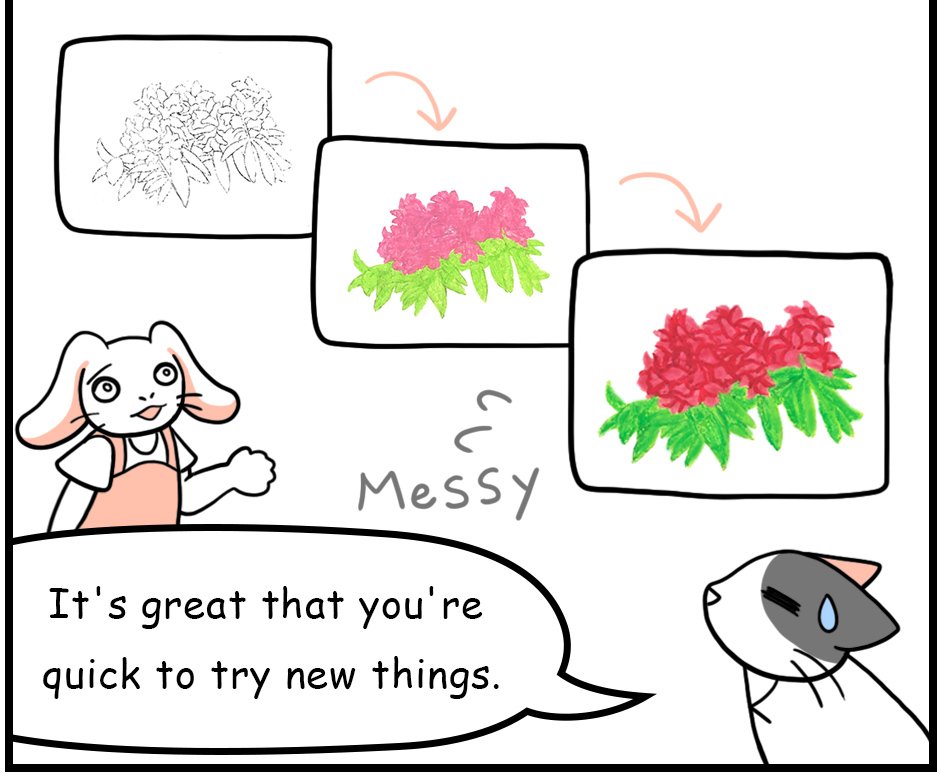 Mikesaka Art Class (◆Episodes are about art methods.) - Episode 12, Page 2: ◆Never Layer All Colors Everywhere