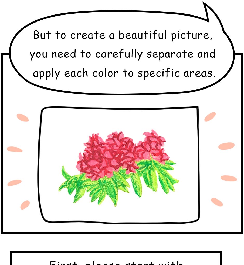 Mikesaka Art Class (◆Episodes are about art methods.) - Episode 12, Page 3: ◆Never Layer All Colors Everywhere