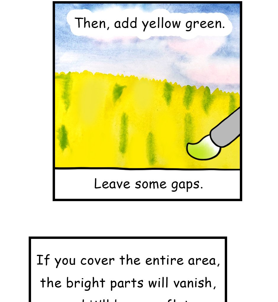 Mikesaka Art Class (◆Episodes are about art methods.) - Episode 84, Page 6: 65. ◆How to Paint the Meadow(Watercolor)
