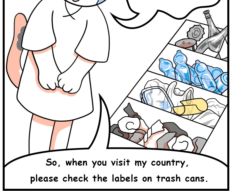 Mikesaka Art Class (◆Episodes are about art methods.) - Episode 112, Page 8: 88. How to Separate Trash in Japan