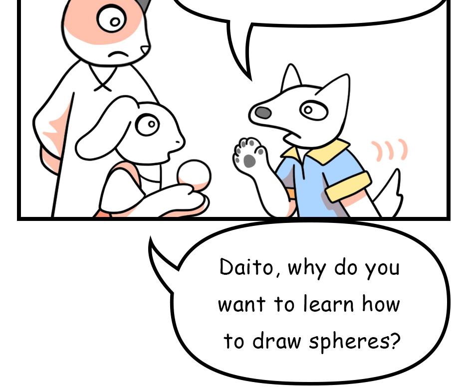 Mikesaka Art Class (◆Episodes are about art methods.) - Episode 118, Page 4: 93. Model of a Sphere