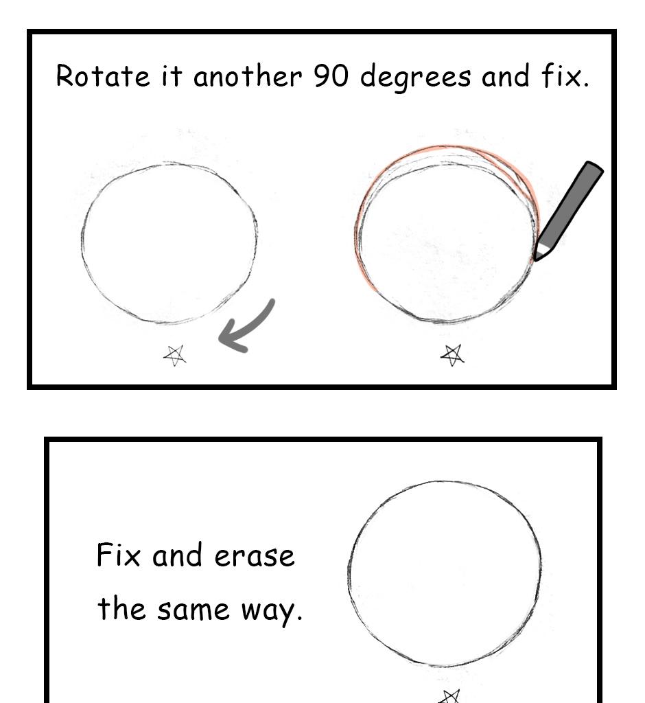 Mikesaka Art Class (◆Episodes are about art methods.) - Episode 120, Page 4: 95. ◆How to Fix a Distorted Circle