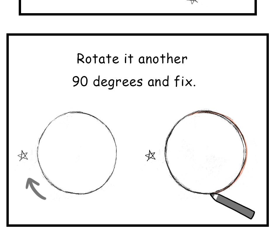 Mikesaka Art Class (◆Episodes are about art methods.) - Episode 120, Page 4: 95. ◆How to Fix a Distorted Circle