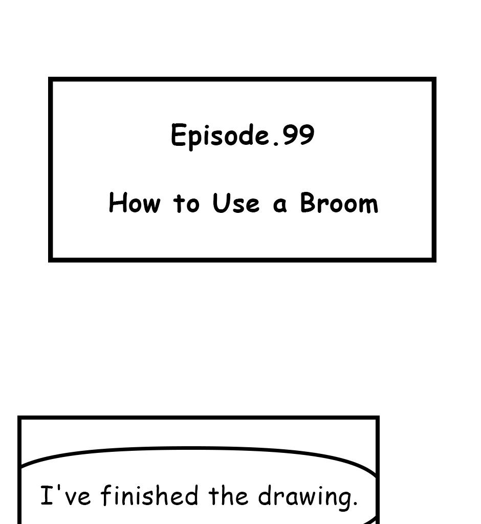 Mikesaka Art Class (◆Episodes are about art methods.) - Episode 125, Page 1: 99. How to Use a Broom