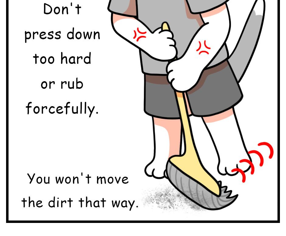 Mikesaka Art Class (◆Episodes are about art methods.) - Episode 125, Page 6: 99. How to Use a Broom