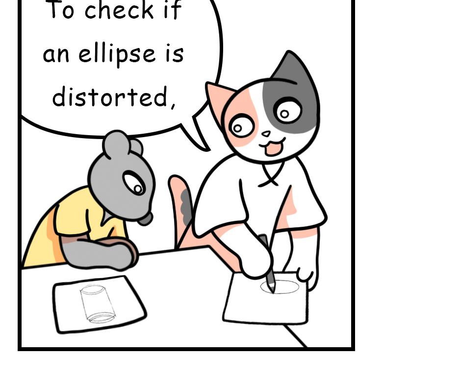 Mikesaka Art Class (◆Episodes are about art methods.) - Episode 131, Page 8:  103. ◆How to Draw an Ellipse