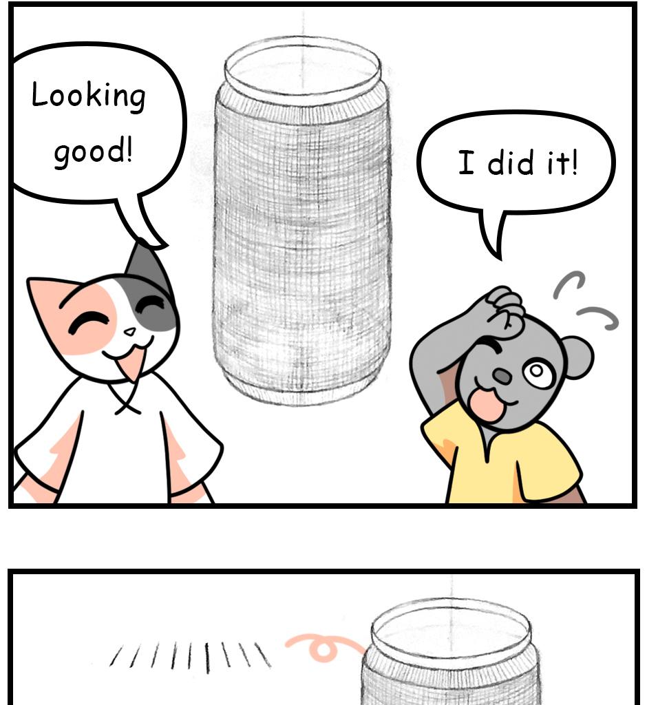 Mikesaka Art Class (◆Episodes are about art methods.) - Episode 132, Page 5:  104. ◆How to Draw the Surface of a Can