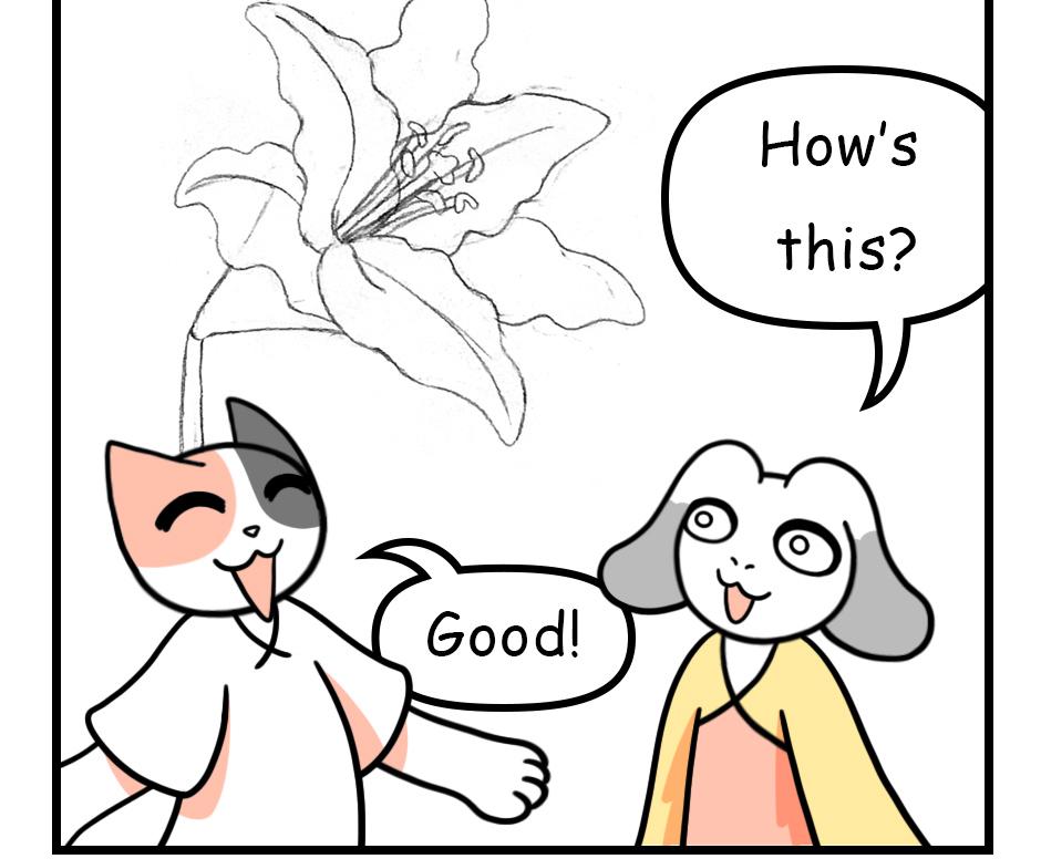 Mikesaka Art Class (◆Episodes are about art methods.) - Episode 141, Page 9: 110. ◆Sketching a Lily