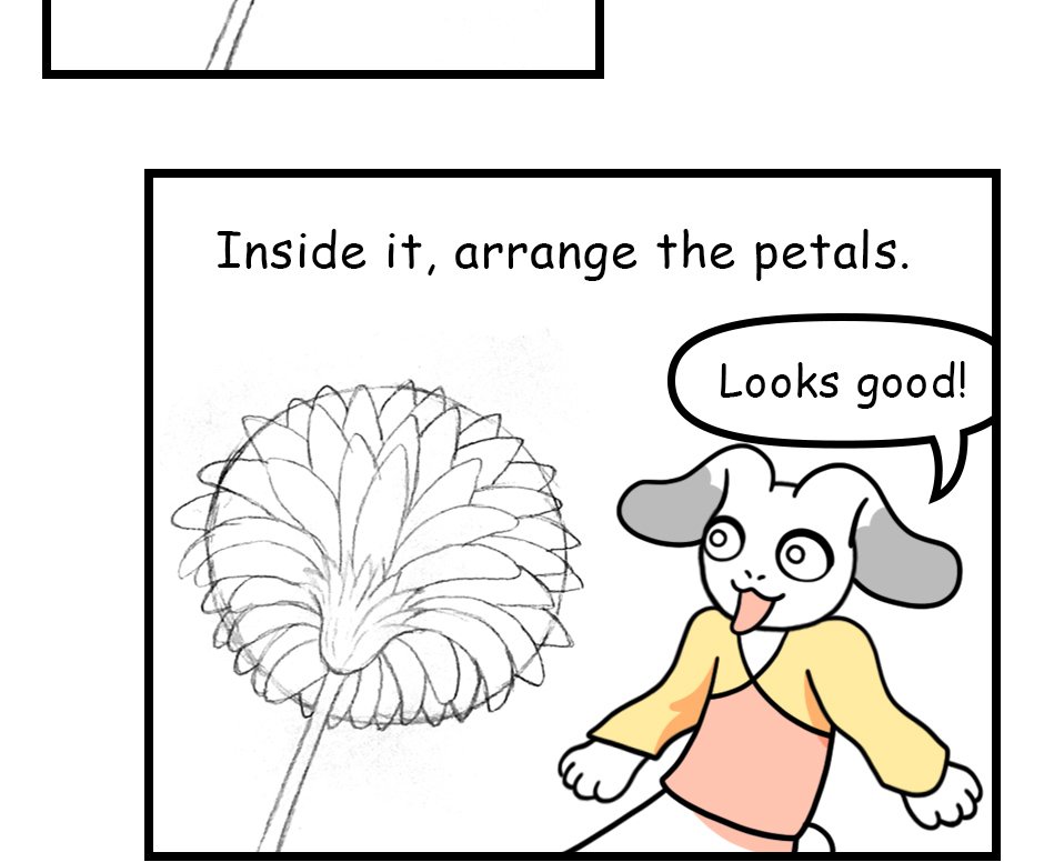 Mikesaka Art Class (◆Episodes are about art methods.) - Episode 144, Page 2: 111. ◆Sketching a Gerbera from Every Angle(3/3)
