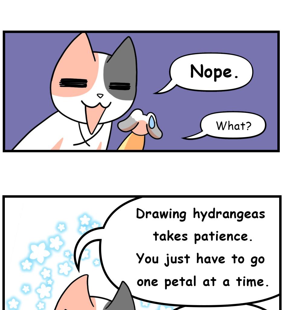 Mikesaka Art Class (◆Episodes are about art methods.) - Episode 146, Page 7: 113. ◆Sketching a Hydrangea