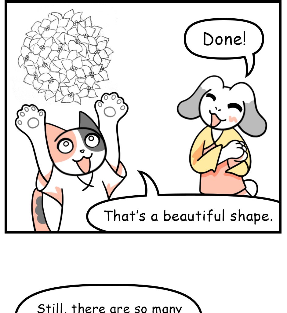 Mikesaka Art Class (◆Episodes are about art methods.) - Episode 146, Page 6: 113. ◆Sketching a Hydrangea