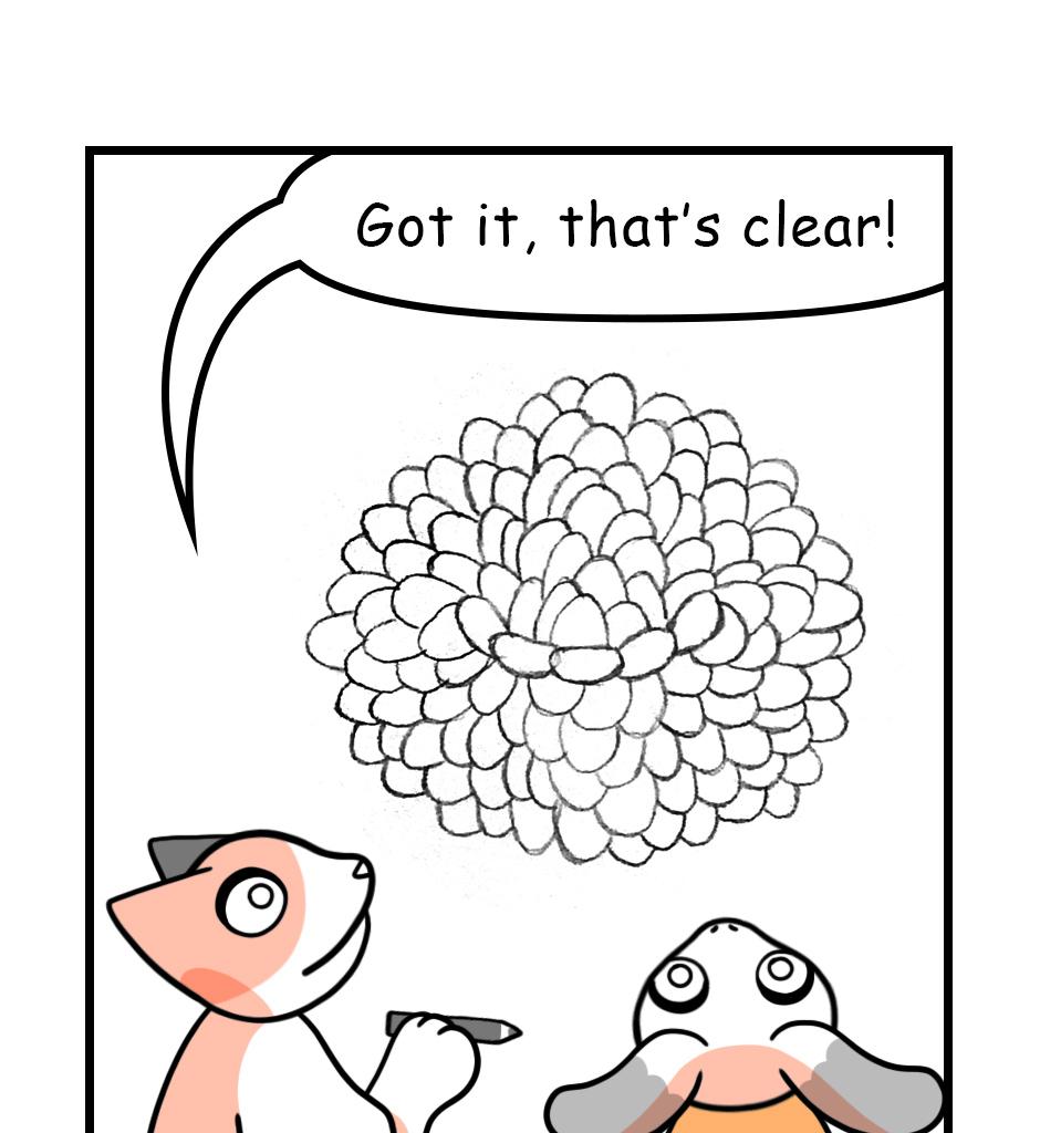 Mikesaka Art Class (◆Episodes are about art methods.) - Episode 147, Page 5: 114. ◆Sketching a Chrysanthemum