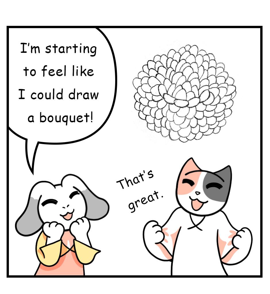 Mikesaka Art Class (◆Episodes are about art methods.) - Episode 147, Page 6: 114. ◆Sketching a Chrysanthemum