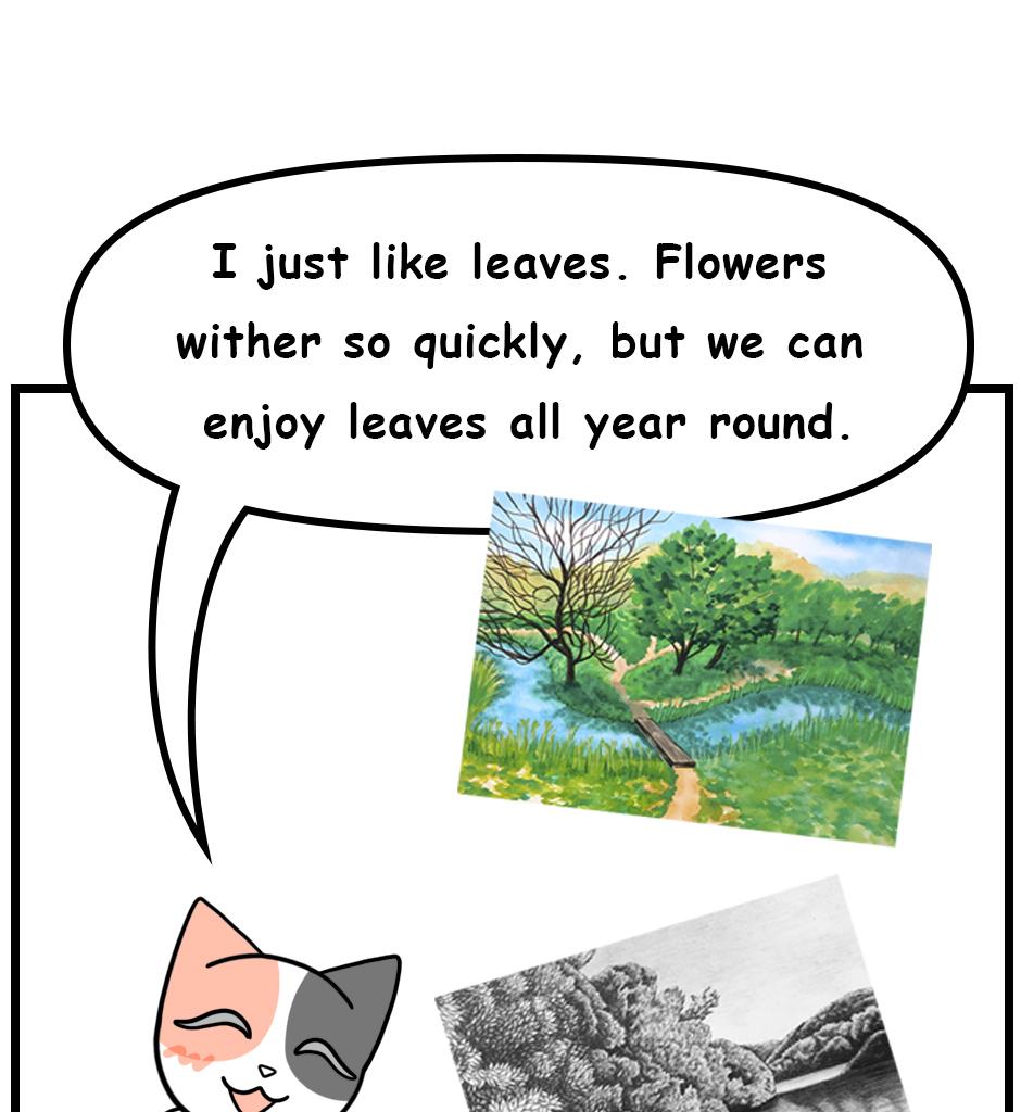 Mikesaka Art Class (◆Episodes are about art methods.) - Episode 148, Page 8: 115. ◆Sketching Leaves