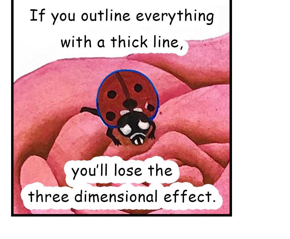 Mikesaka Art Class (◆Episodes are about art methods.) - Episode 156, Page 6: 123. ◆Make the Ladybug Pop