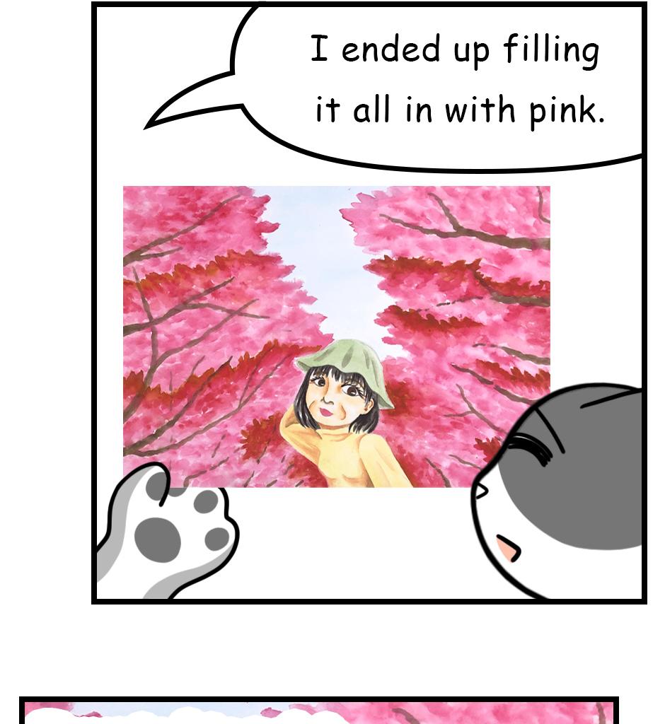 Mikesaka Art Class (◆Episodes are about art methods.) - Episode 164, Page 2: 131. ◆Painting Whie on Dark(Cherry Blossoms)