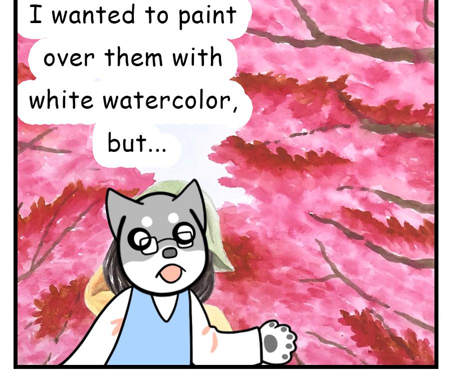 Mikesaka Art Class (◆Episodes are about art methods.) - Episode 164, Page 2: 131. ◆Painting Whie on Dark(Cherry Blossoms)