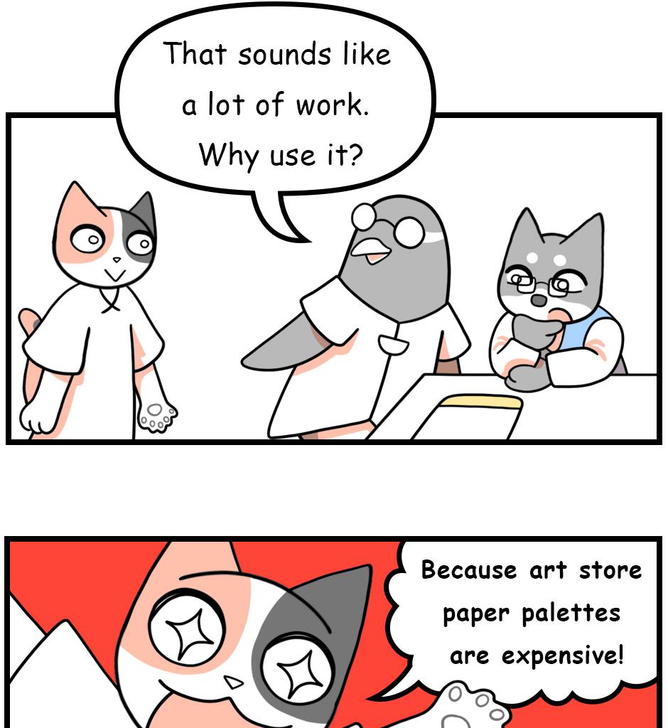 Mikesaka Art Class (◆Episodes are about art methods.) - Episode 166, Page 5: 133. ◆Paper Palette Tips