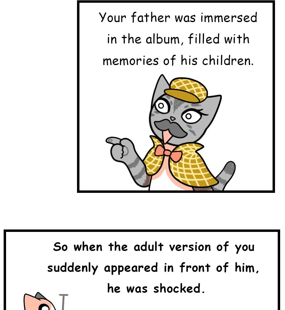 Mikesaka Art Class (◆Episodes are about art methods.) - Episode 179, Page 8: 144. Startled Dad