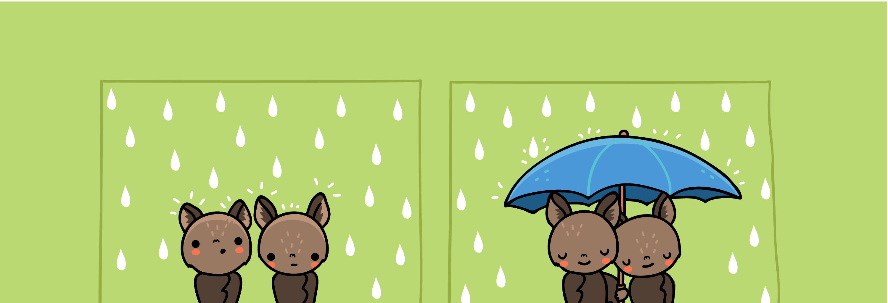 Wawawiwa Comics - Episode 12, Page 1: bat umbrella sprinkler