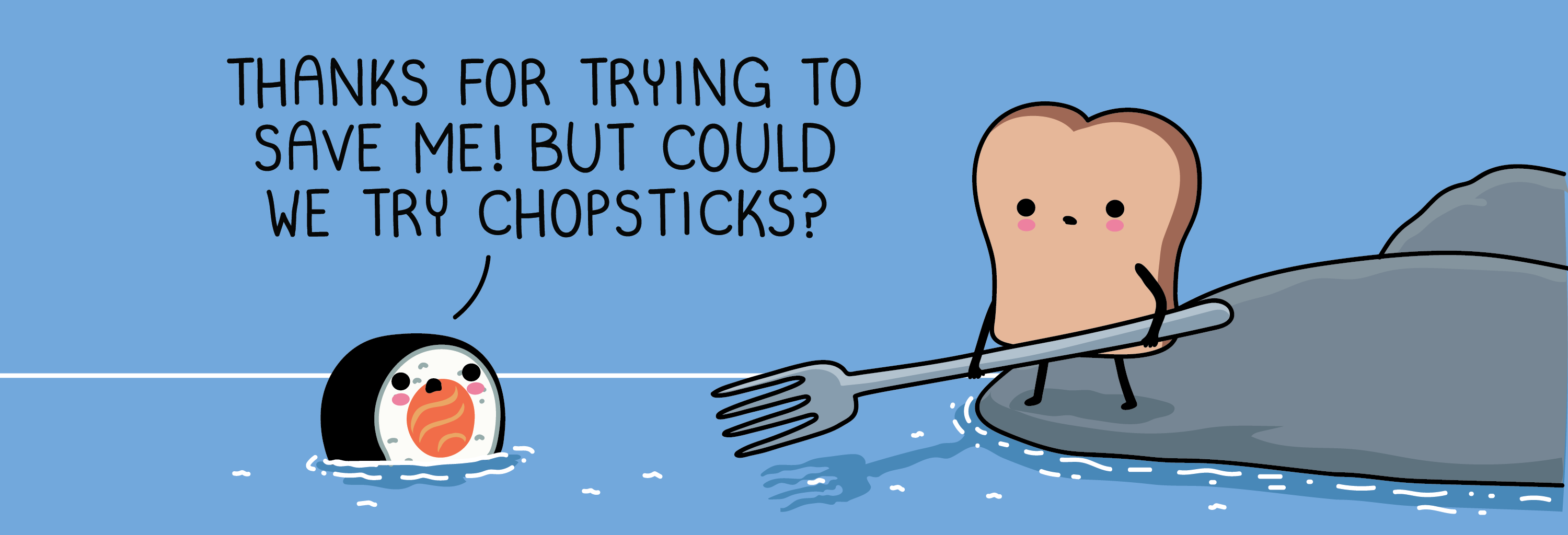 Wawawiwa Comics - Episode 79, Page 1: Could we try chopsticks?