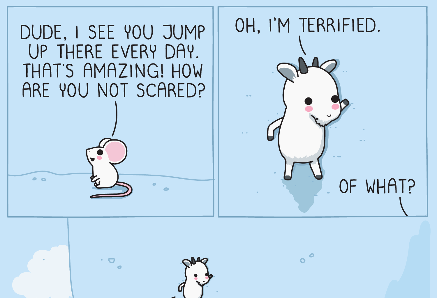 Wawawiwa Comics - Episode 346, Page 1: Mountain goats are fearless 🐐✨