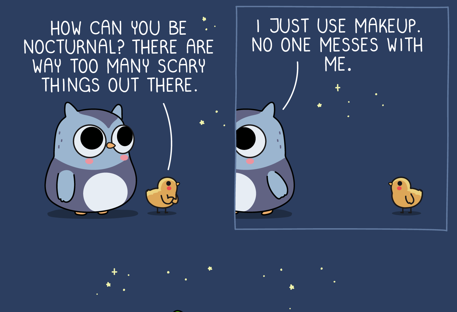 Wawawiwa Comics - Episode 350, Page 1: He'll be safe 🥲🦉😨