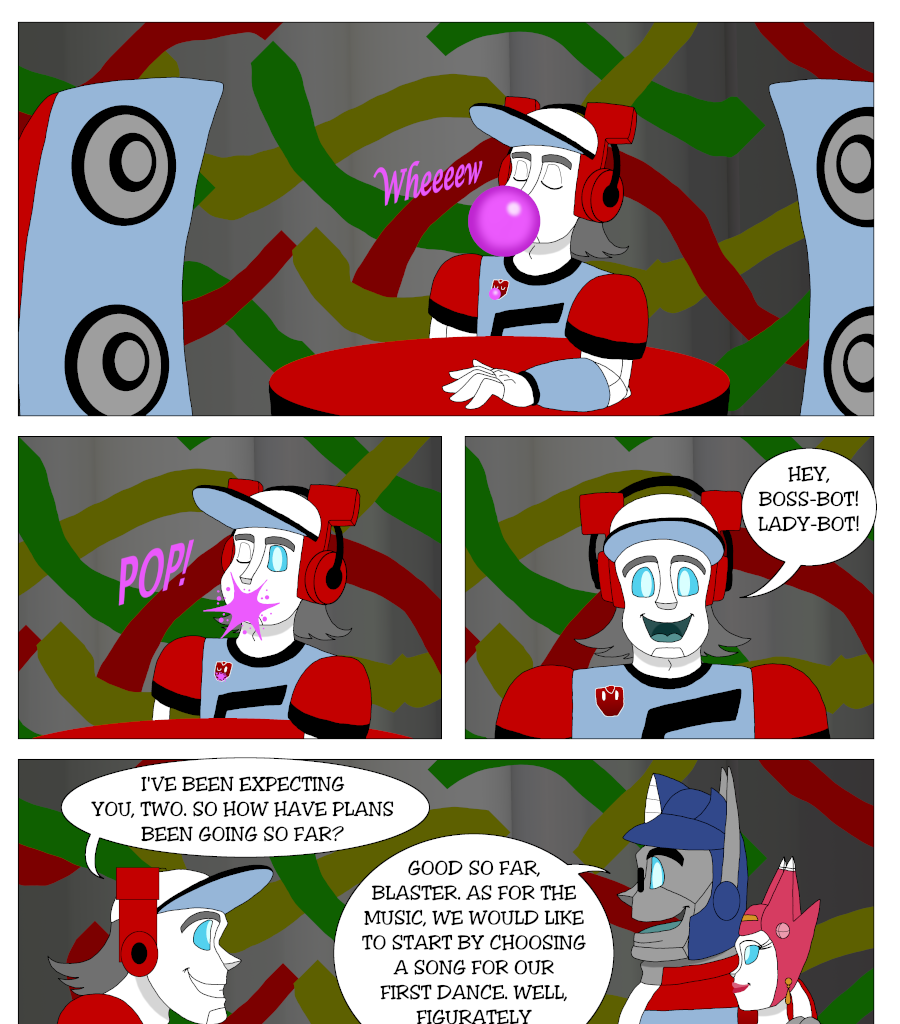 The ReWedding of Optimus Prime and Elita-One - Episode 73, Page 1: Page_73: Blaster's Music Shop