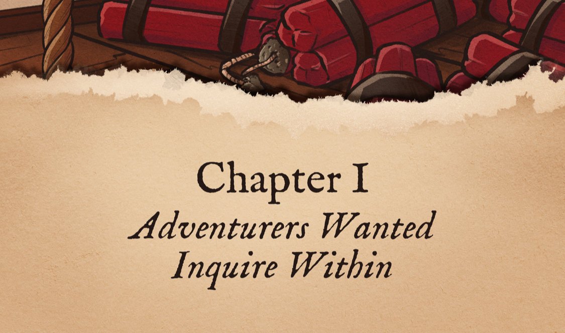 The Red Ledger - Episode 1, Page 1: Chapter 1: Adventurers Wanted Inquire Within